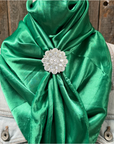 35X35" Solid Green Wild Rag / Scarf WRS18 - Crystal Concho Wild Rag Slides - Assorted