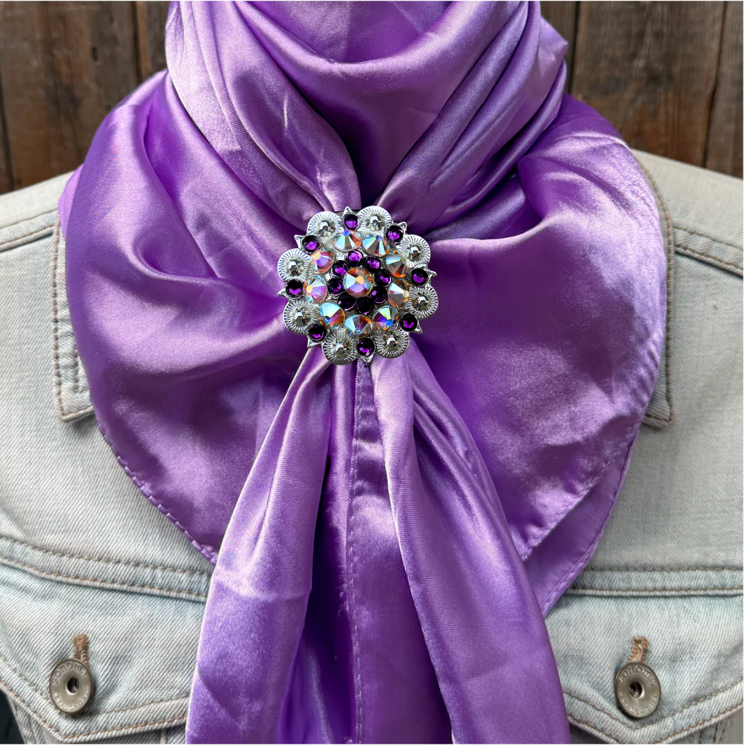 35X35&quot; Solid Lavender Wild Rag / Scarf WRS13 - Crystal Concho Wild Rag Slides - Assorted