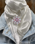 35X35" Solid White Wild Rag / Scarf WRS3 - Crystal Concho Wild Rag Slides - Assorted