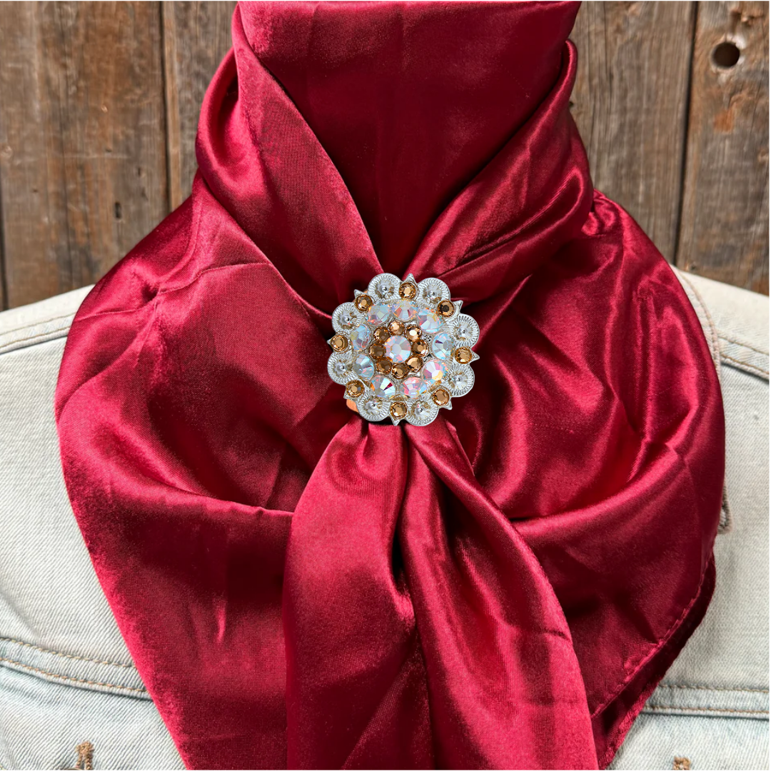 35X35&quot; Solid Burgundy Wild Rag / Scarf WRS14 - Crystal Concho Wild Rag Slides - Assorted