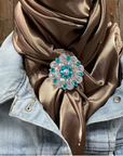 35X35" Solid Tan Wild Rag / Scarf WRS7 - Crystal Concho Wild Rag Slides - Assorted