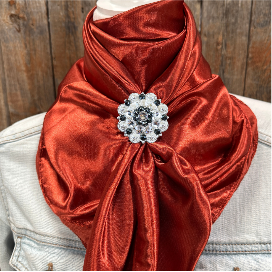 35X35&quot; Solid Rust Wild Rag / Scarf WRS16 - Crystal Concho Wild Rag Slides - Assorted