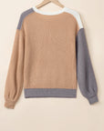 Colorblock Patchwork Round Neck Sweater