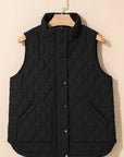 Quilted Zip-Up Snap Button Pocketed Vest