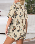 Vintage Cowgirl Satin Ruffle Western Pajama Set