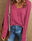 Kinsely V Neck Center Seam Long Sleeve Tee