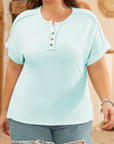 Jaycee Plus Size Textured Henley T Shirt