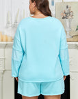 Plus Size Solid Pullover Top and Shorts Set