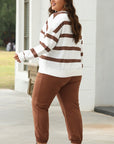 Stripe Drop Shoulder Top and Jogger Pants Set