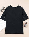 Demi Pearl Beaded Drop Shoulder Crewneck Top