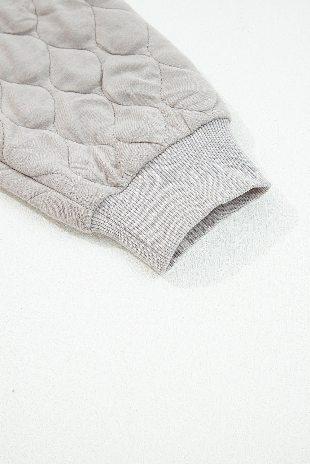 Gray Quilted Quarter Zip Plus Size Hoodie