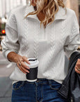 Phoenix Zip up Cable Textured Sweatshirt