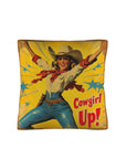 Vintage Cowgirl Up Throw Pillow Case 18 x 18 Made in America