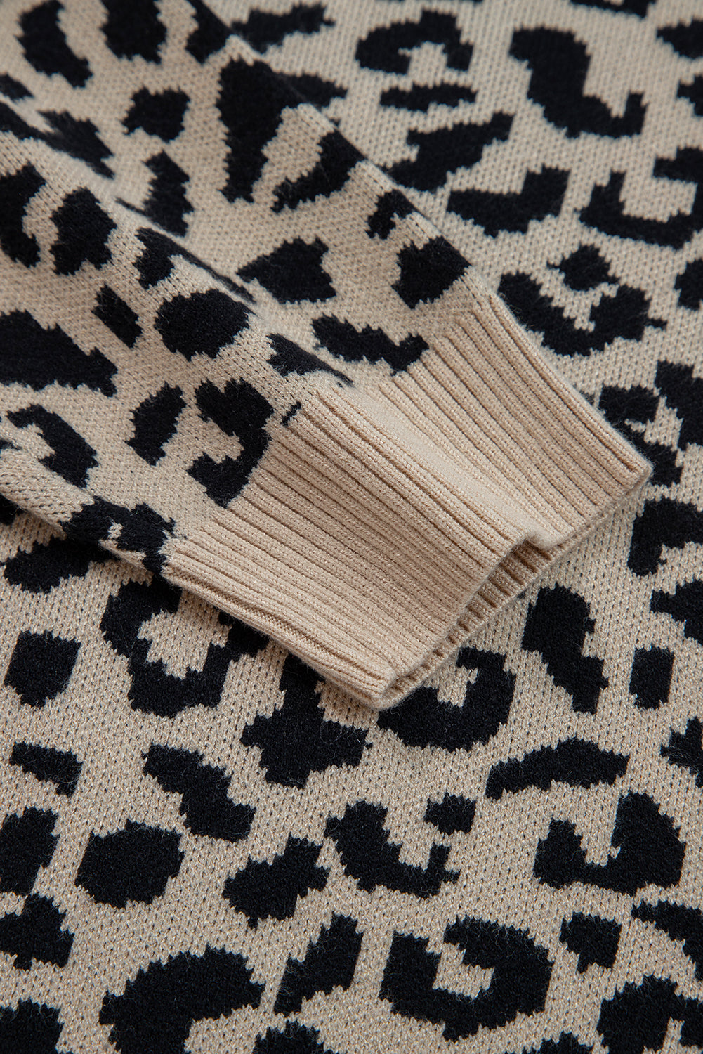 Leopard Drop Shoulder Chunky Cardigan Sweater