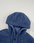 Solid Fleece Zip-Up Drawstring Pocketed Hooded Jacket