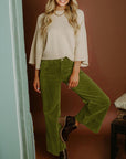 Solid Corduroy High Waist Wide Leg Pants
