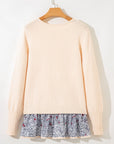 Mary Cable Texture Bohemian Ruffle Hem Sweater