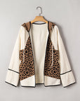 Leopard Star Patchwork Open Front Hooded Jacket