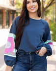 Sara Flower Raglan Sleeve Top