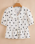 Polka Dot Frilled Collar Top
