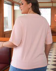 Plus Size Star Eyelet Knit Patchwork T-Shirt