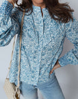 Floral Puff Sleeve Button-Up Shirt