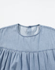 Zoey Ruffle Short Sleeve Tiered A-line Denim Dress