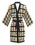 Vintage Cowboy Collage Satin Kimono Robe