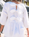 Bow Cutout Back 3/4 Sleeve Blouse