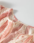 Kelsey Frilled Short Puff Sleeve Mixed Print Blouse