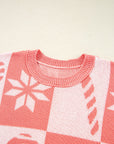 Christmas Candycane Snowflake Checker Sweater