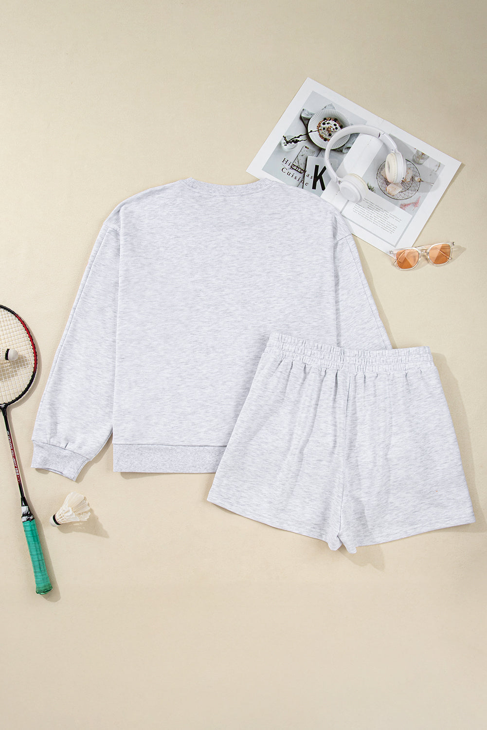 Plus Size Bow Embroidered Pullover and Shorts Set