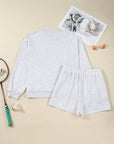 Plus Size Bow Embroidered Pullover and Shorts Set
