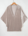 Velvet 3/4 Sleeve Open Front Kimono