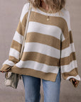 Arabella Striped Side Slit Sweater