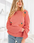 Pumpkin Embroidered Thanksgiving Holiday Sweater