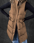 Solid Zip-Up Pocketed Puffer Vest