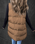 Solid Zip-Up Pocketed Puffer Vest