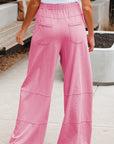 Mineral Wash Reverse Seam Drawstring Elastic Waist Pants