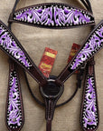 Hilason Western Horse Headstall Breast Collar Set American Leather Black