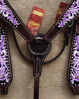 Hilason Western Horse Headstall Breast Collar Set American Leather Black