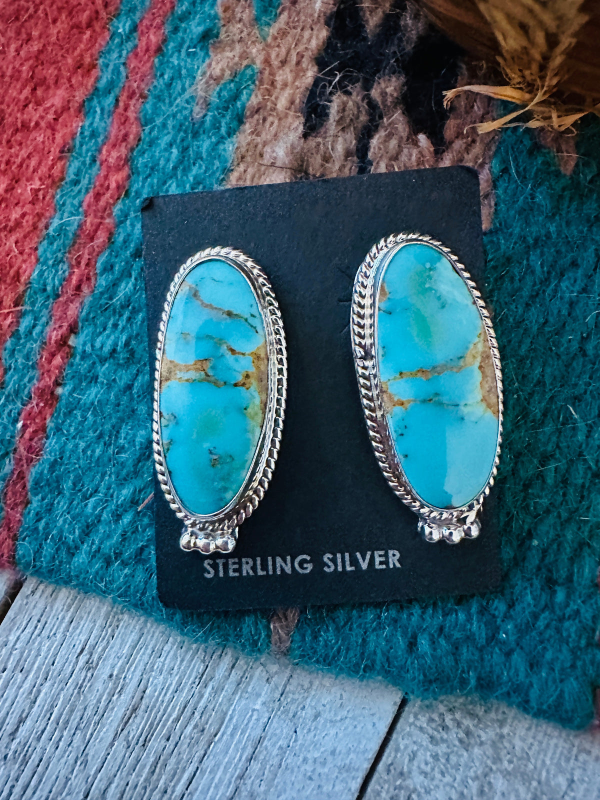 Navajo Turquoise & Sterling Silver Post Earrings