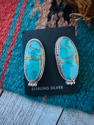Navajo Turquoise & Sterling Silver Post Earrings