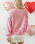 Valentine Hugs & Kisses Tinsel Embroidered Sweatshirt
