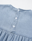 Zoey Ruffle Short Sleeve Tiered A-line Denim Dress