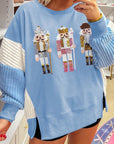 Nutcracker Sequin Colorblock Textured Christmas Sweatshirt