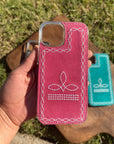 Boot-Stitch Suede Leather Phone Cases