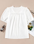 Ivory Embroidered Lace Tie Blouse