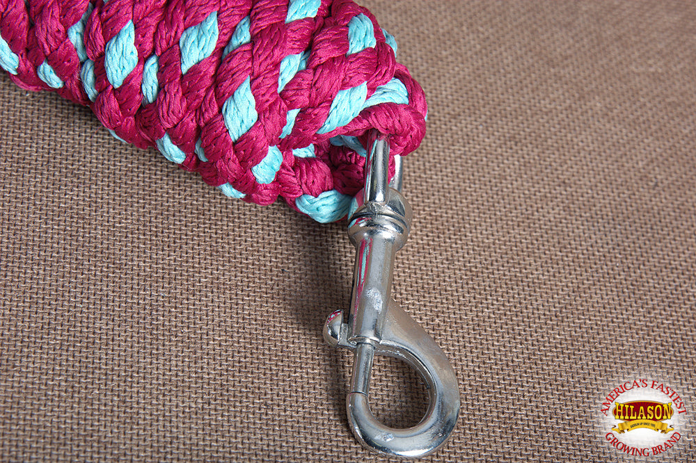 Hilason Horse Riding Poly Roping Lead Rope Burgundy 1/4&quot;X8 Ft Snaps