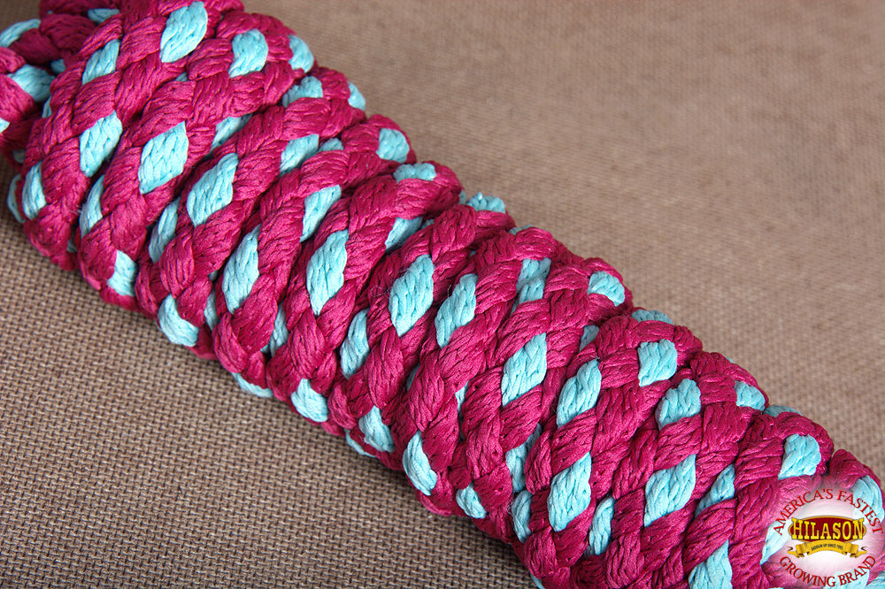 Hilason Horse Riding Poly Roping Lead Rope Burgundy 1/4&quot;X8 Ft Snaps